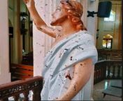Statue of Jesus Christ covered in blood after Sri Lanka Easter bombings 2019. from sri lanka actress anoma sex video