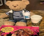 Today I gots to go to Build a Bear and build a bear that reminds me of Daddy! He loves coffee so I got the coffee cup and then Daddy took me to get my own hot coffee. We went to Trader Joes afterwards and they gave us this cool haunted house cookie kit f from 14 to 18 yars galrs hot sexsy