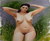 Naked woman, oil on paper, Purnendu Das, 2023 from xxx naked woman big fight