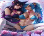Ahri and Sona (olchas) [League of Legends] from boy and sona