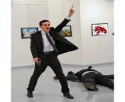 World Press Photo award-winning photo of Turkish assassin and Russian Ambassador from turkish yesilcam turkish