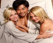 Lucky Asian Man has a threesome with two sexy blonde women from xxx two man one women bo