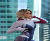 Spider Gwen from Spider-Man: Into the Spider-Verse cosplay by alice delish from spider man takes the cake
