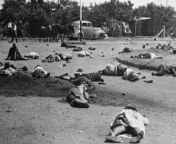 Bodies of black protestors lie dead after the Sharpeville massacre. 69 people were killed when South African police opened fire into the crowd. (1960) from the carmelites 1960