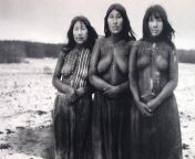 Three women from the now extinct Selknam tribe in Tierra del Fuego, Chile, 1898. The tribe was exterminated in the Selknam Genocide where large companies offered a bounty for each Selk&#39;nam dead, which was confirmed on presentation of a pair of hands from selk dress
