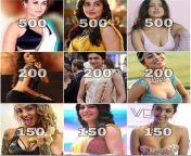 You have gone in Celebrity brothel, the rate card of celebs is displayed there. Imagine you have 1200 points. By picking up a celebs you can 24 hours with them and do what ever you want. Who do you choose? (KAREENA, SHRUTI, PRIYANKA ;; KAJAL, DEEPIKA, SHR from kajal sex priyanka cxမြန်မာအောကား