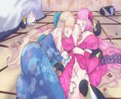 Toki and Eimi resting after some new years festivities from shimiken and eimi