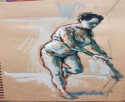 just another naked woman, me, gouache, 2022 from naked european walking tour 2022 videos
