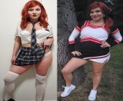Poll time!!! For Halloween should be a school girl or cheerleader? You pick! She&#39;ll be fucking as much dick as physical possible all day! from fucking chine school girl