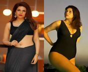 Shraddha Das - saree vs swimsuit - South Indian film actress. from tamil actress bad room sexy saree video south indian village pure debate