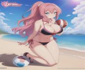 Sexy anime girl on the beach starryai from deviantart sexy anime girl