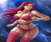 Starfire in her red lingerie (FlowerXL) [Teen Titans] from her red lingerie aisux