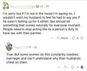 On a post about a man complaining how women shouldnt deny their husbands sex (im losing brain cells reading this) from sex hindi video losing