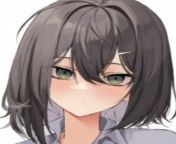 LF Color Source, 1girl, brown hair, green eyes, grey shirt, hair clip, mouth closed from hentai brown hair arena censored sweat pubic hair pussy cum short hair tears ahegao wrestling ou