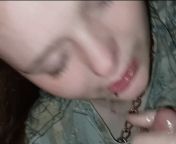 Blue eyes, collar, beautiful smile and some drool makes for a perfect blowjob (OC) from real beautiful mom perfect blowjob