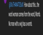 Transphobe trying to argue the definition of woman. Looking it up I find that it&#39;s derived from words that mean man-wife or man-servant. I say we stay away from the origin of the word. from the origin of love