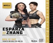 Official Announcement: Carla Esparza vs. Zhang Weili for the Strawweight Title on November 12th, UFC 281: Adesanya vs. Pereira from jordana pereira