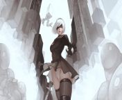 2B and Pod 042 Art by Glaw from 042 011 jpg