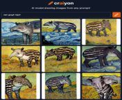 I&#39;ve always wondered what would have happened if famous historical artists depicted tapirs -- thanks to Craiyon.com we can try this out. from tapirs mating 2021