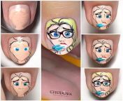 Elsa from Frozen nail art from nail art video