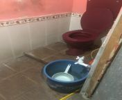 My toilet with water basin from toilet saving