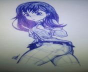 I drew a pic of a cute hentai lolicon I saw randomly on Google image results; I used a blue pen. from lolicon sample