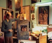Ismail Shammout, once the director of the PLOs cultural office, in his art studio in Beirut. Photographer: Thomas Abercrombie (1974-1975). National Geographic. from nude wedding videos in national geographic channel 3gpsi aunty ganga river ghats bathing nudeangla video xxx 3g 9th class schoolgirl