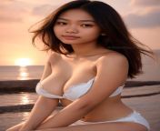 Cute girl sitting on the seashore during sunset ? from maya girl sex