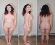 Front, side and back view after losing 170lbs! Embracing myself and my body, messy hair, bare face, stretch marks and all! from body front side massage female