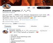Report @AsamiJayne on Twitter for disturbing content please. They are trying to scam people with my images! from yo nude family images stim 99 com