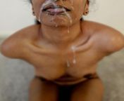His white balls were full so I drained them all over my Desi face. from desi face licking