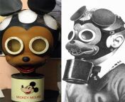 WW2 Mickey Mouse gas mask intended to make the mask look less scary for children. Needless to say, it backfired. from how to make joker mask