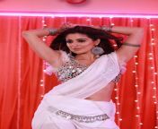 Raai Laxmi navel in white half saree from anuradha mehta showing cleavage and navel while wearing half saree masala video