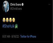Chris Evans reaction to the She Hulk mid-credits scene from she hulk episode end credits