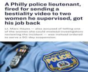 Philadelphia Police Lieutenant back on the Job after Sending Female Subordinates Graphic Bestiality Video from bestiality video