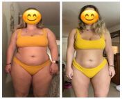 F/22/54 [215&amp;gt;164 = 51 lbs] Same bikini about five months apart. I am so much happier and healthier and will continue working on bettering myself everyday! from five feet apart novo amor