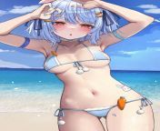 Micro Bikini Peko-chan shows off her beach bod. from bikini women chan