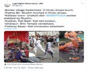 [LRO] Tripura violence on Hindus:Border village Kadamtala- 2 Hindu shops burnt, Padma Bil- Muslim torched 5 Hindu shops, Kailasar town- Unakoti dist- BJP worker stabbed by Islamist, -Kukjhar, Kali Badi- Kali idol broken, -Ishanpur- Shiv Temple vandalized, from hindu devi godess sex with muslim pic