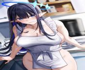 Rin gripping in naked apron (???) [Blue Archive] from naked nepali blue fi