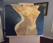 Female figure, nude, oil on canvas from tape thong female nudehagun nude