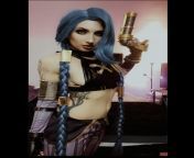Jinx from league of legends. Worn by Misslunalong aka Athena Goth ? photographer is Athena Goth costume bought on Etsy. Gun was 3D printed by my boyfriend Ivan Jones from 3d incest by