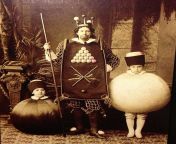 Nostalgia &#124; A man dressed as the king of billiards with his 2 sons dressed as the cue ball and 8 ball in 1886. from the king of fighter sex