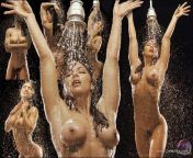 Kimberly Page in various poses being showered on from nude kimberly page