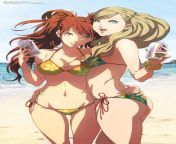 Rise&#39;s new bikini beach ad for Calorie Magic, now with twice the Lovers Arcana and twintails!?Guest starring P5&#39;s Ann Takamaki, art by Art by Ale (Halexxx) from 3d art by slimdog