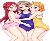 Riko, You &amp; Chika in Swimsuits [Love Live Sunshine] from riko kawanishi nude