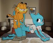 Garfield And Nicole Watterson [The Amazing World of Gumball And Garfield] (kyde) from 1949657 gumball watterson penny fitzgerald the amazing world of gumball comic greentie jpg