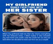 my girlfriend shares everything with her lil sis from my girlfriend shares me with her twin sister my sister in law they wiggle their ass for me runtime 20 min tap to preview amp download
