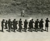 PIETRO KOCH, NAZI COLLABORATOR, BEING EXECUTED BY FIRING SQUAD OUTSIDE ROME, ITALY, JUNE 1945 from rome