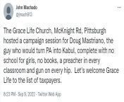 This is the reason why churches have no credibility. He&#39;s the antithesis for everything a man of god stands for. Let&#39;s make sure this church loses their tax exemption status. https://www.wtae.com/article/mixing-church-and-politics-mastrianos-endor from no man of god full elijah wood luke kirby robert patrick movie39english