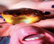 Can you see how much cum is in this donut?.. and my mouth ? from how much sperm is in her fucked in the mouth and in